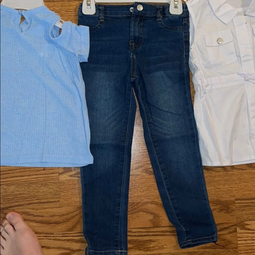 7 For All Mankind 3-Piece Shirt Jeans Vest 5T 6T